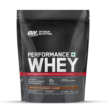 Optimum Nutrition Performance Whey Protein Powder (Chocolate Milkshake)-500 gm
