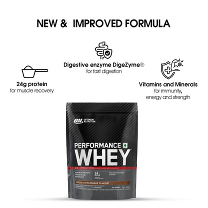 Optimum Nutrition Performance Whey Protein Powder (Chocolate Milkshake)-1 kg