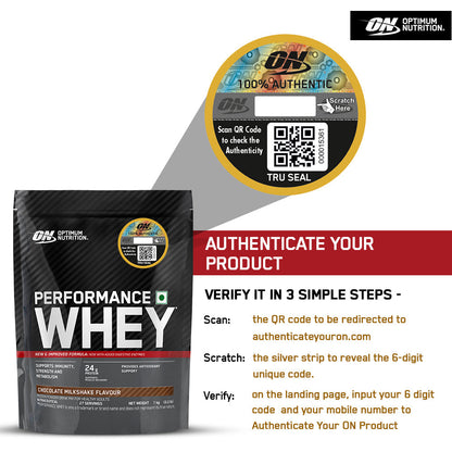 Optimum Nutrition Performance Whey Protein Powder (Chocolate Milkshake)-1 kg