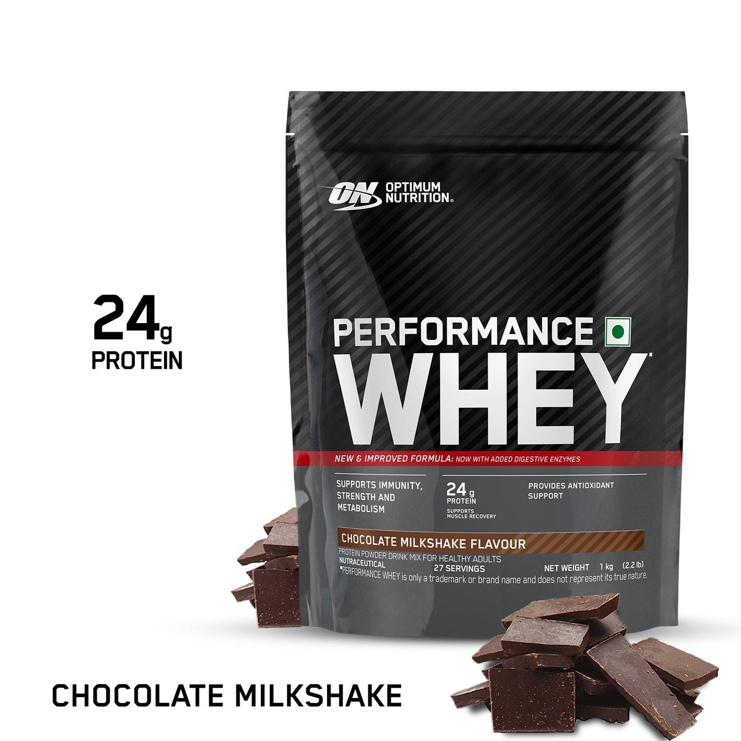 Optimum Nutrition Performance Whey Protein Powder (Chocolate Milkshake) 1kg & Multivitamin 60 Tablets for Men