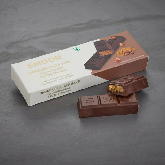 Smoor Signature Filled Bars Roasted Hazelnut Bars 55% Dark Chocolate