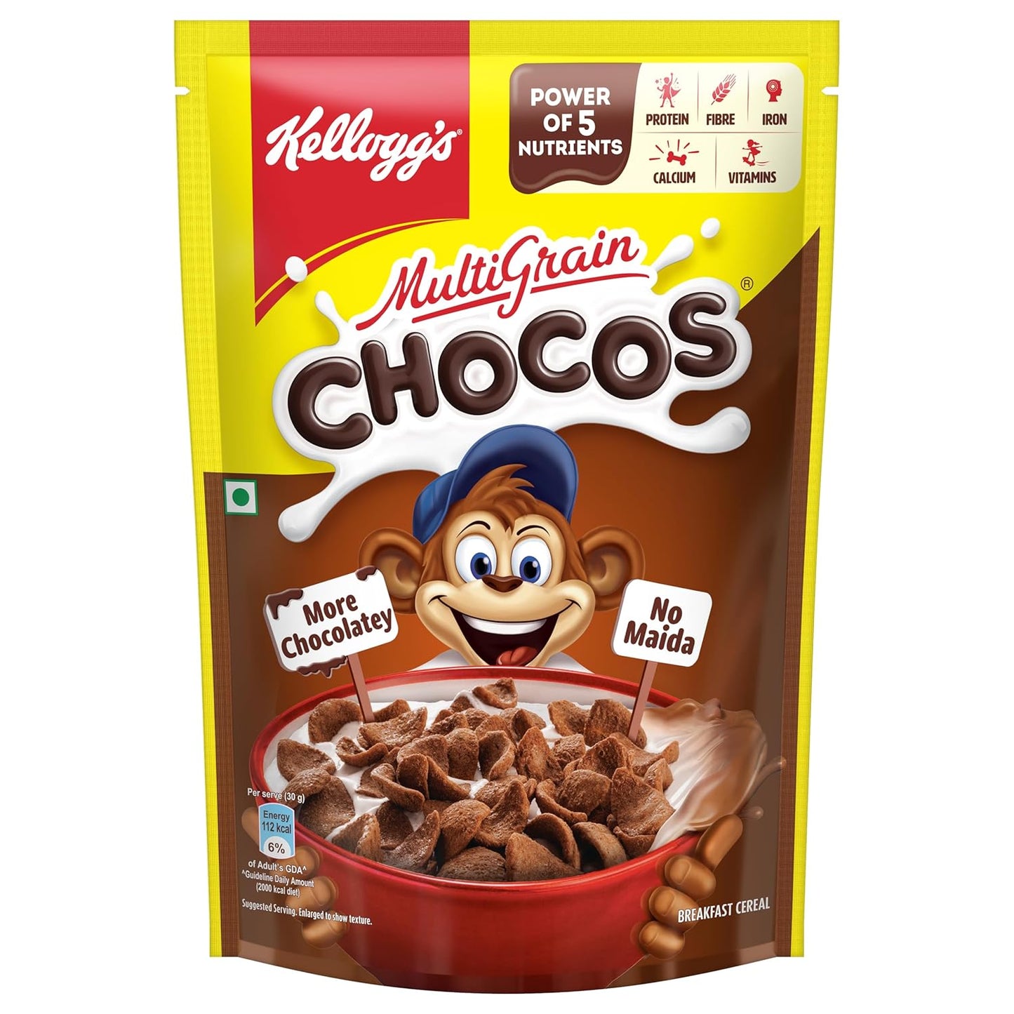 Kellogg's Multigrain Chocos For Kids, Power Of 5 Nutrients Protein, Fibre, Iron, Calcium, Vitamins - diocart