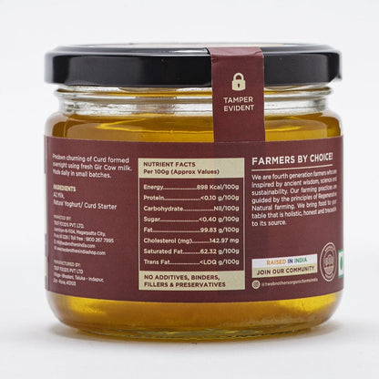 Two Brothers Organic Farms A2 Gir Cow Cultured Ghee | Cultured Cow Desi Ghee | Curd-Churned Bilona Ghee | Pure, Natural, and Healthy