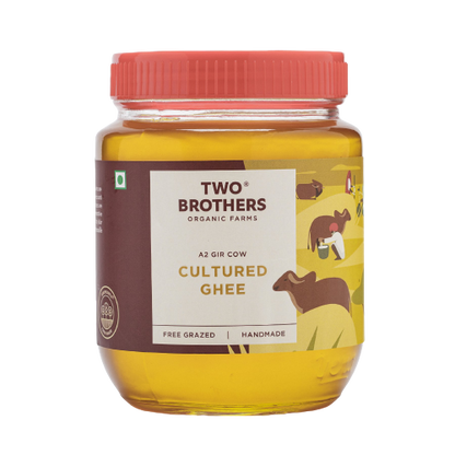 Two Brothers Organic Farms A2 Gir Cow Cultured Ghee | Cultured Cow Desi Ghee | Curd-Churned Bilona Ghee | Pure, Natural, and Healthy