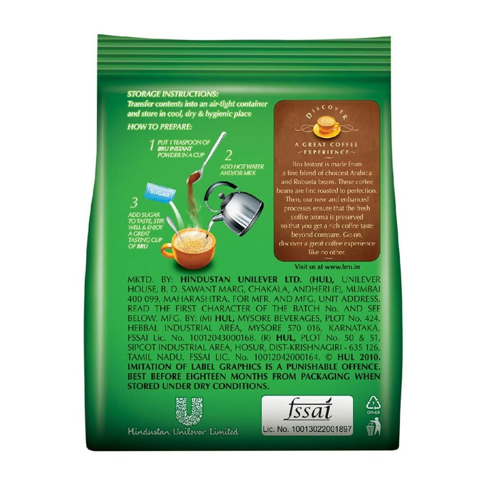 BRU Instant Coffee - Aromatic Coffee Made From Organic Coffee Beans, Rich & Premium Instant Coffee