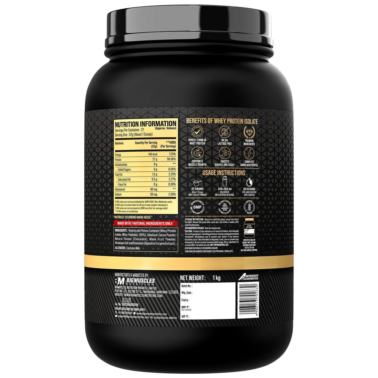 Big Muscles Nutrition Gold Whey Isolate