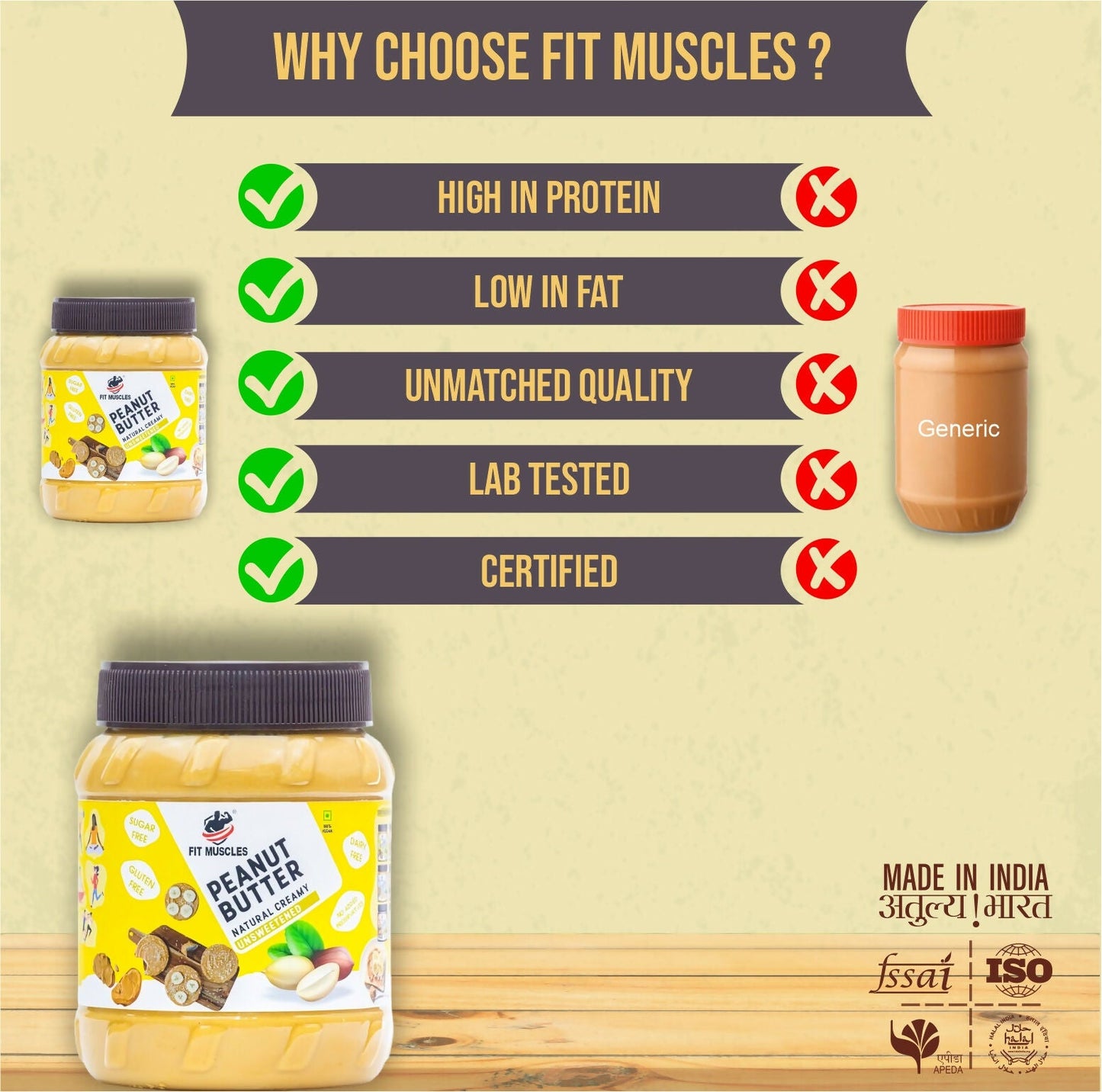 Fit Muscles Natural Peanut Butter Creamy Smooth