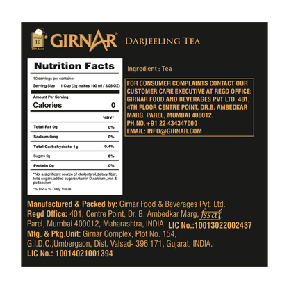 Girnar Single Origin Black Tea Bags - Darjeeling Tea