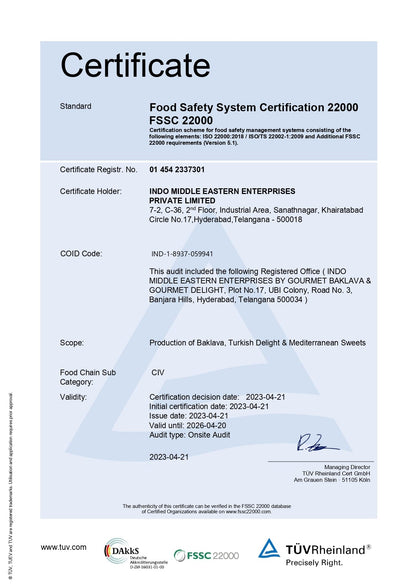 Gourmet Baklava Chocolate Belloria Teal Gift Box