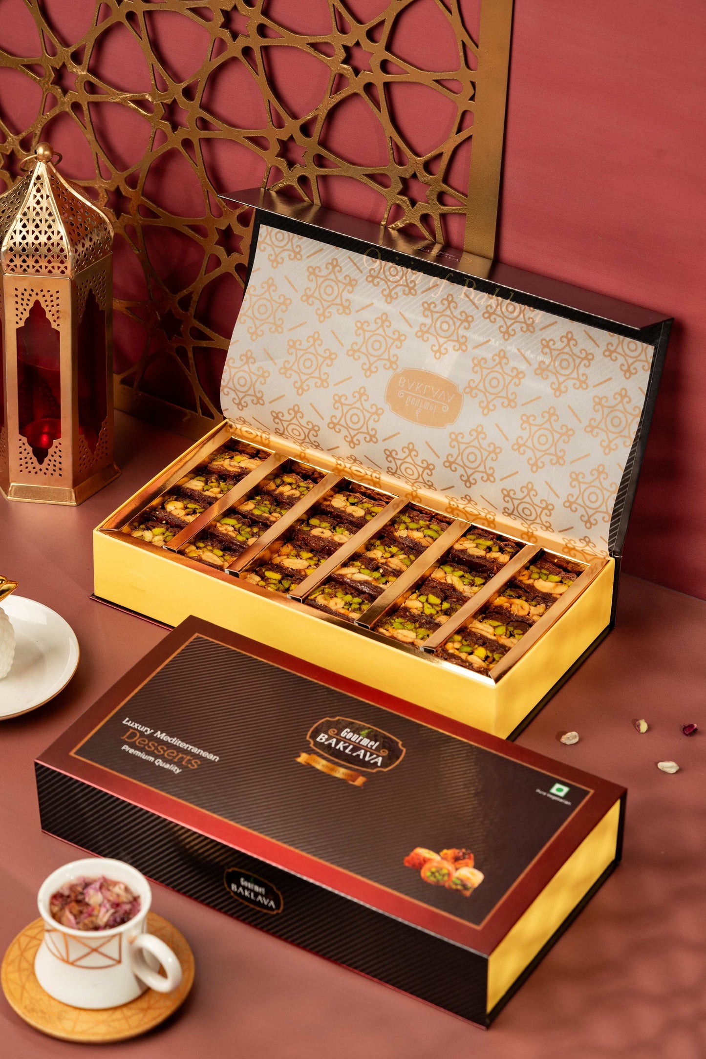 Gourmet Baklava Crescent Gift Box Of Chocolate Cashew Pistachio Baklava
