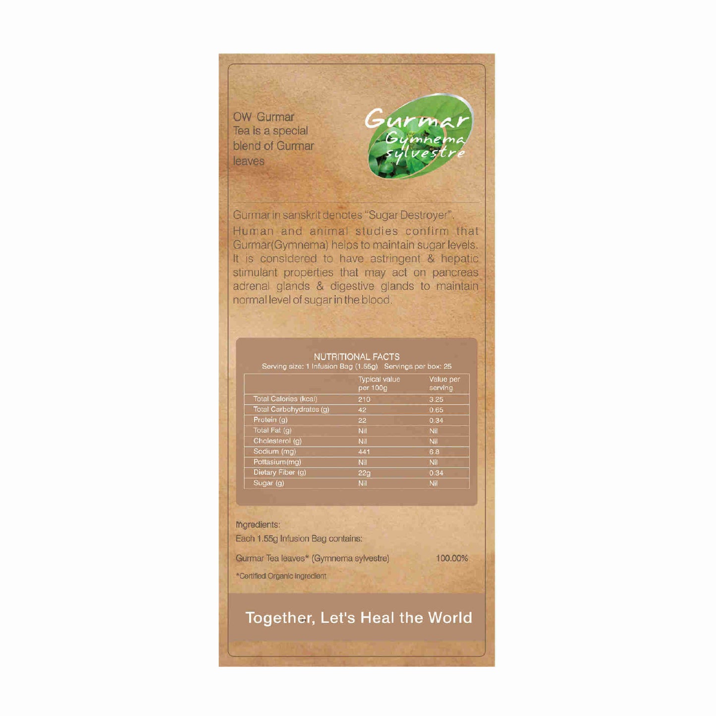 Organic Wellness Ow'Real Gurmaar Gymnema Sylvestre Teabags - Distacart