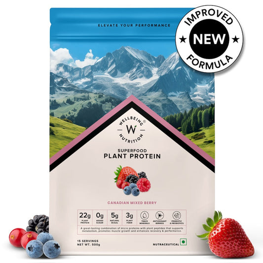 Vegan Protein 22g | 500g | 3B CFU Probiotics | Canadian Mixed Berry