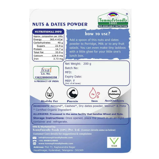 TummyFriendly Foods Premium Nuts and Dates Powder - Distacart