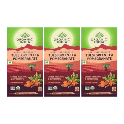 Organic India Tulsi Green Tea, Pomegranate, 25 Tea Bags - diocart