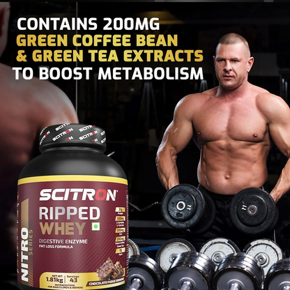 Scitron Ripped Whey Protein Powder Flavor Chocolate Fudge Brownie