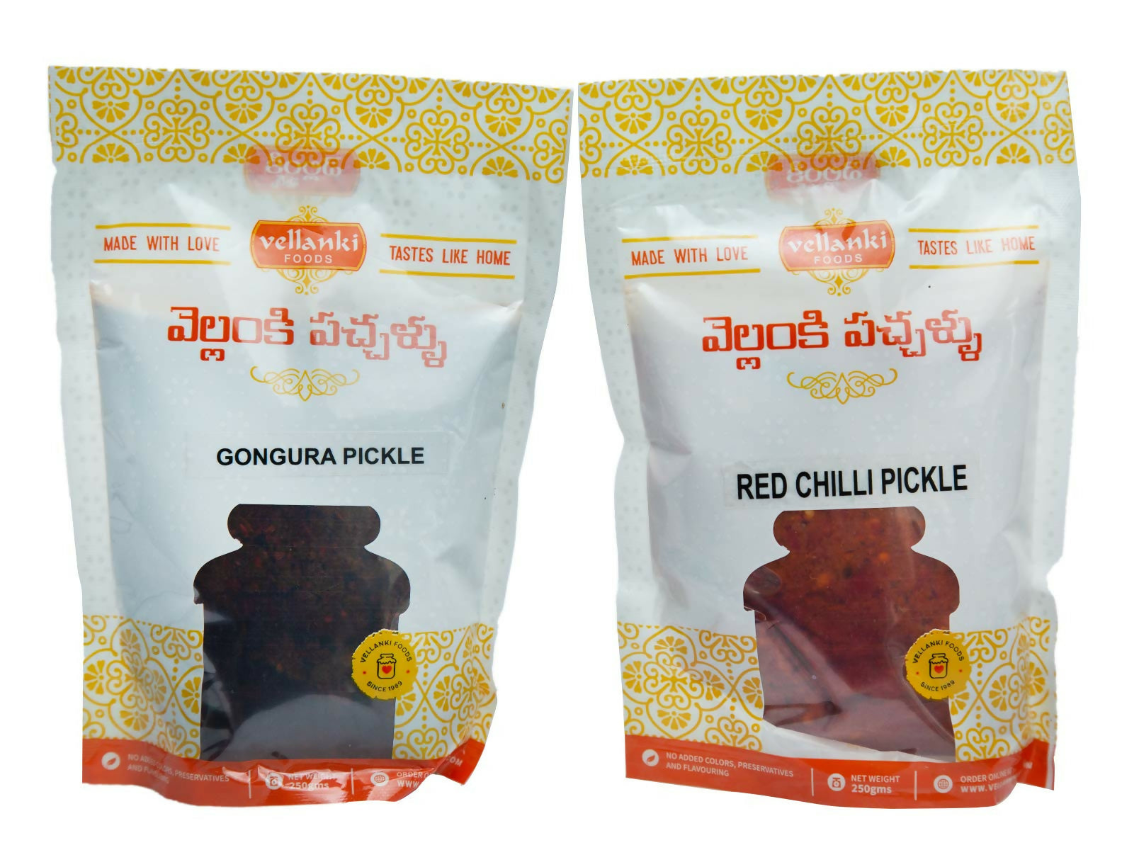 Vellanki Foods - Red Chilli Pickle, Gongura Pickle Combo Pack (Each 250gm) - Distacart