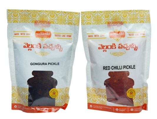 Vellanki Foods - Red Chilli Pickle, Gongura Pickle Combo Pack (Each 250gm) - Distacart