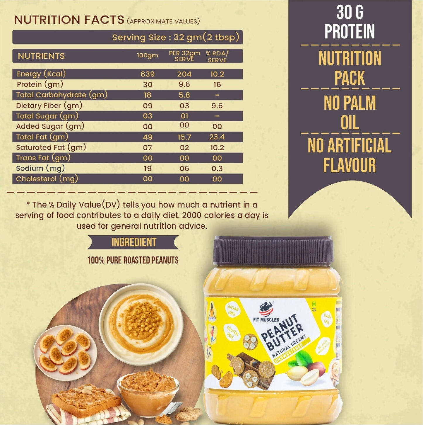 Fit Muscles Natural Peanut Butter Creamy Smooth