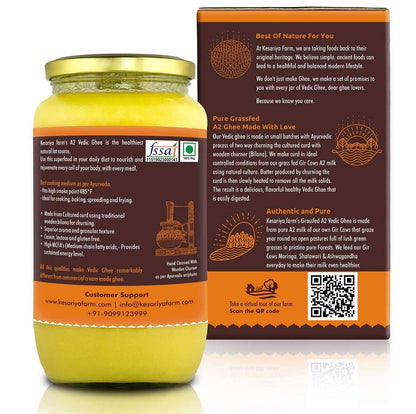 Vedic Ghee Premium A2 Gir Cow Cultured Ghee from Kesariya Farm Indian Gir Cow Ghee, Pure A2 Ghee, Natural & Healthy