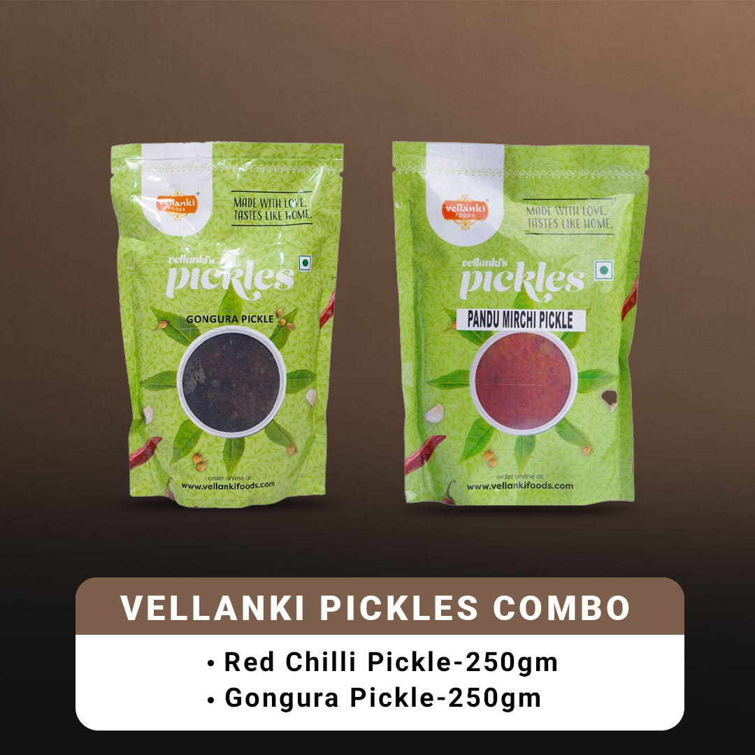 Vellanki Foods - Red Chilli Pickle, Gongura Pickle Combo Pack (Each 250gm) - Distacart