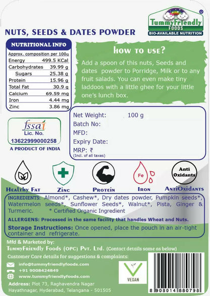 TummyFriendly Foods Premium Nuts, Seeds and Dates Powder - Distacart