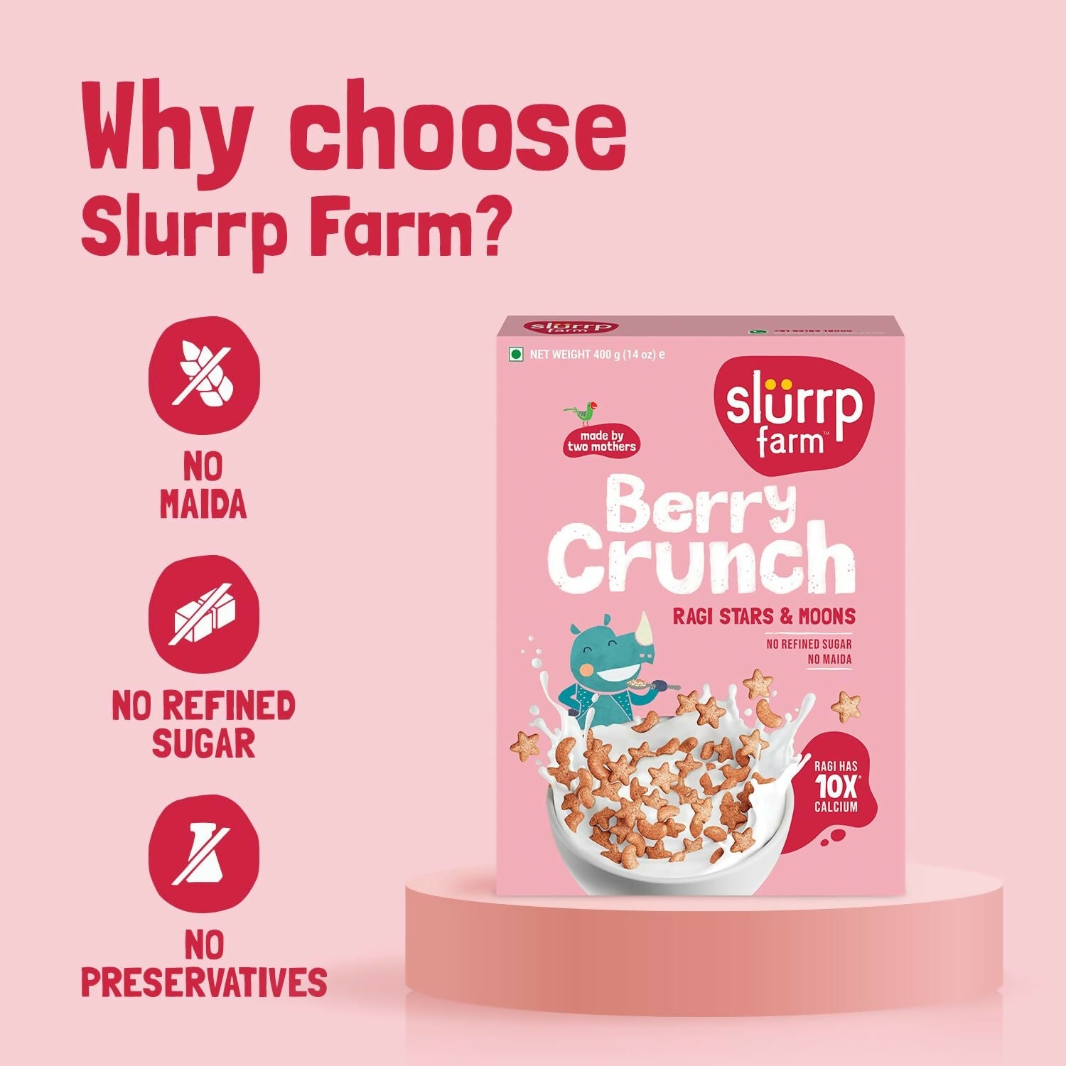 Slurrp Farm Berry Crunch Strawberry Cereal (Ragi Stars & Moons) - Distacart