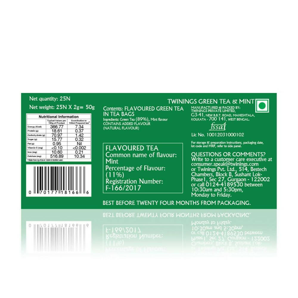 Twinings Green Tea & Mint Teabags - Distacart