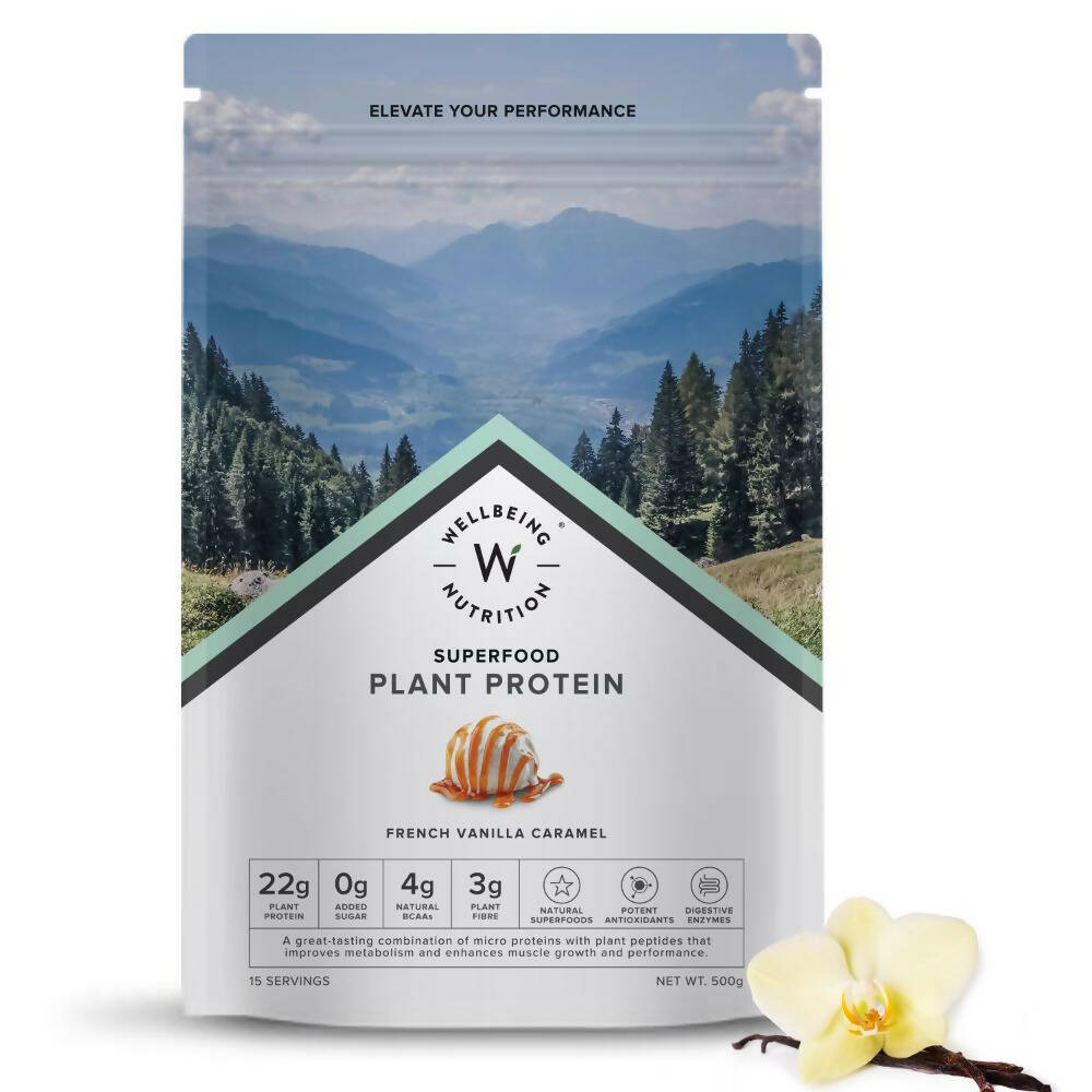 Wellbeing Nutrition Superfood Plant Protein-French Vanilla Caramel - Distacart
