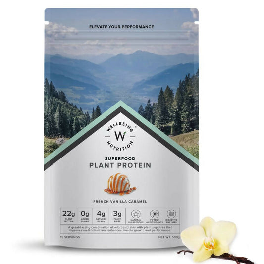Wellbeing Nutrition Superfood Plant Protein-French Vanilla Caramel - Distacart