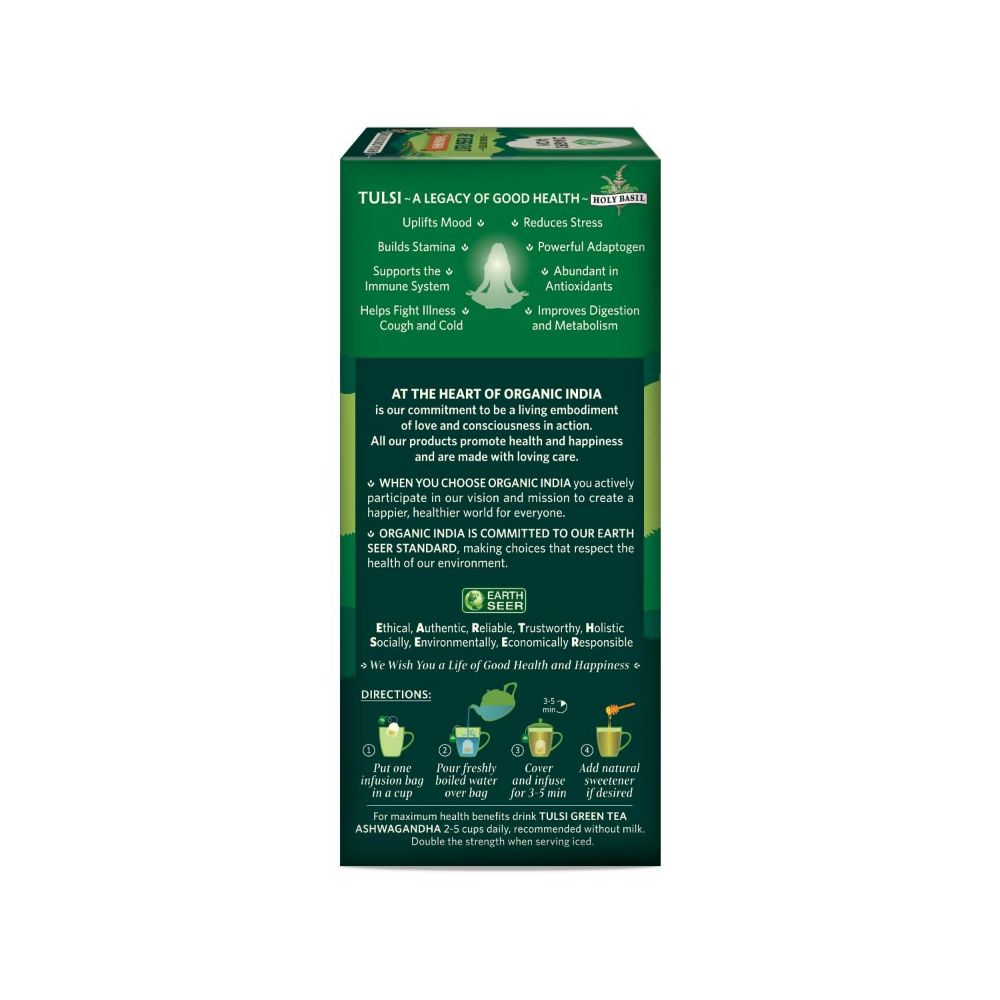 Organic India Tulsi Green Tea Ashwagandha - Distacart