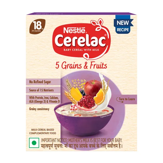 Nestle Cerelac Baby Cereal with Milk, 5 Grains & Fruits From 18 to 24 Months