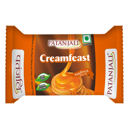 Patanjali Cream Feast Orange Biscuits (Pack of 10)