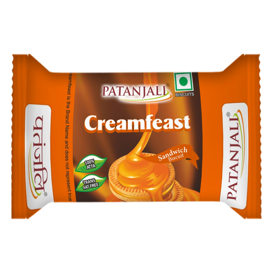 Patanjali Cream Feast Orange Biscuits (Pack of 10) - Distacart