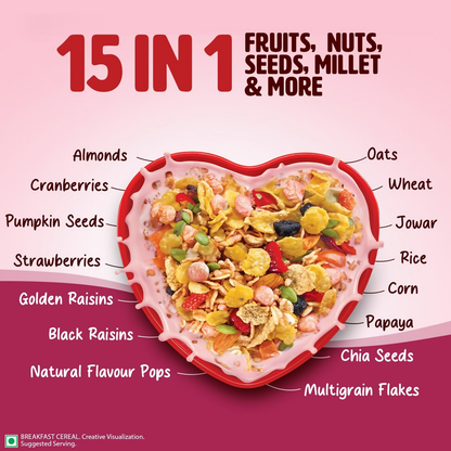 Saffola Muesli Fruit & Nut Berry Crunch with Flavour Pops