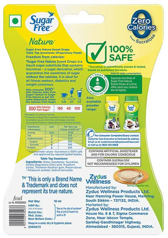 Sugar Free Natura Zero Calories Sweet Drops