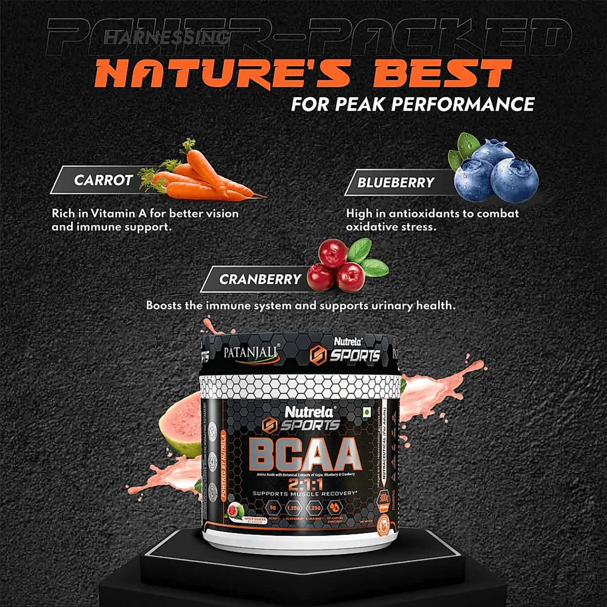 Patanjali Nutrela Sports BCAA Powder Spicy (Guava Flavour)