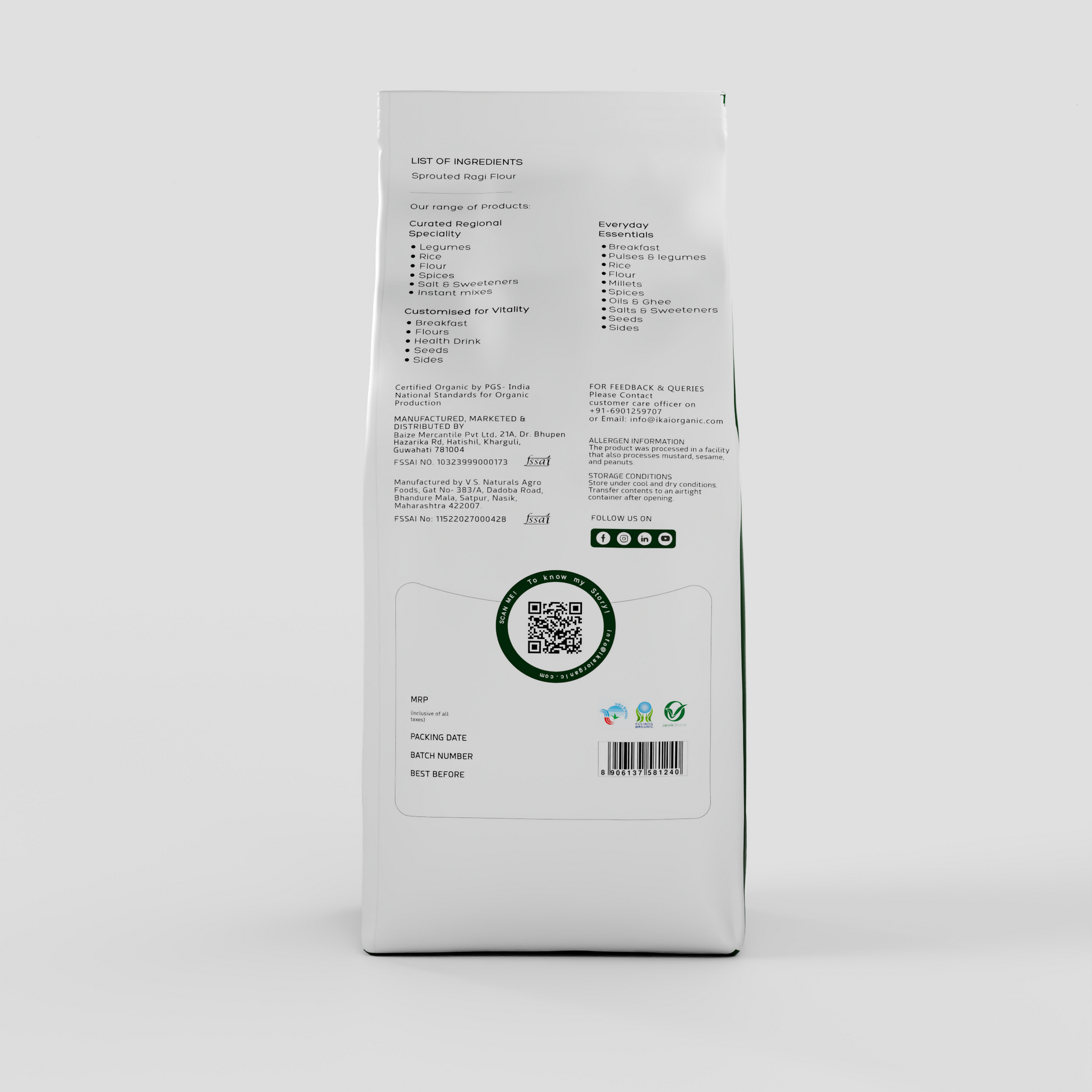 3 - Organic Sprouted Ragi Atta - 500 gm