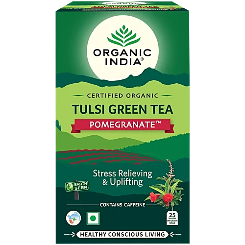 Organic India Tulsi Green Tea, Pomegranate, 25 Tea Bags - diocart