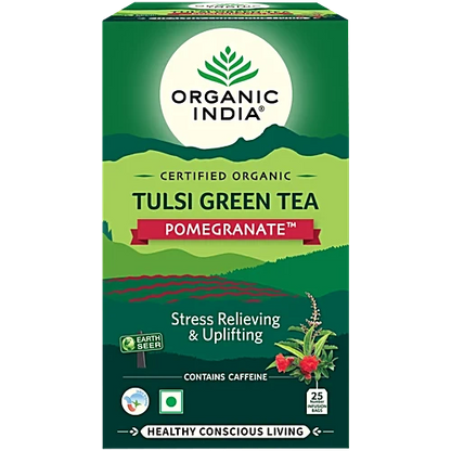 Organic India Tulsi Green Tea, Pomegranate, 25 Tea Bags - diocart