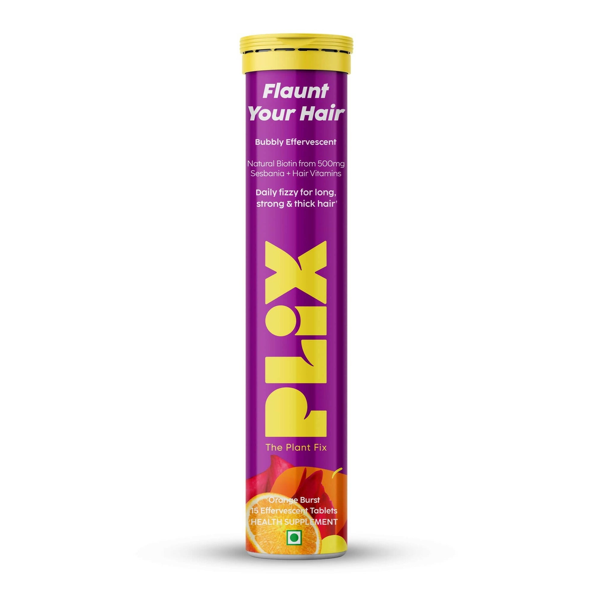 PLIX The Plant Fix Flaunt Your Hair Natural Biotin Effervescent Tablets - Orange Burst - Distacart