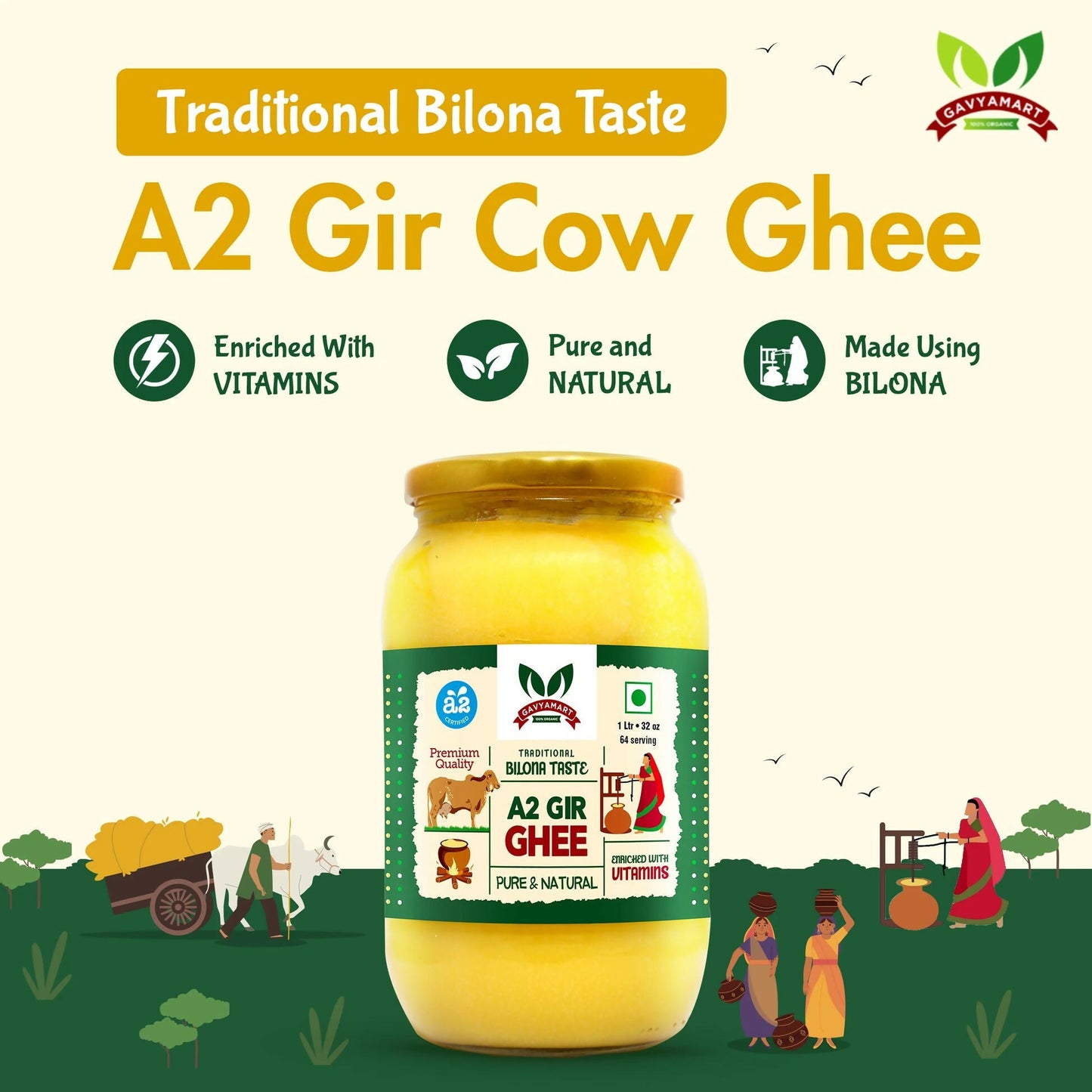 Gavyamart A2 Gir Cow Ghee - Distacart