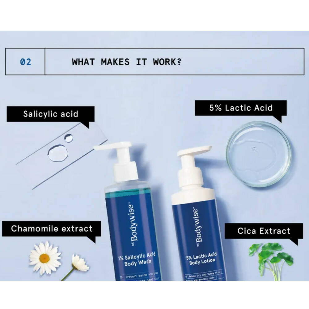BeBodywise 1% Salicylic Acid Body Wash and 5% Lactic Acid Body Lotion - Distacart