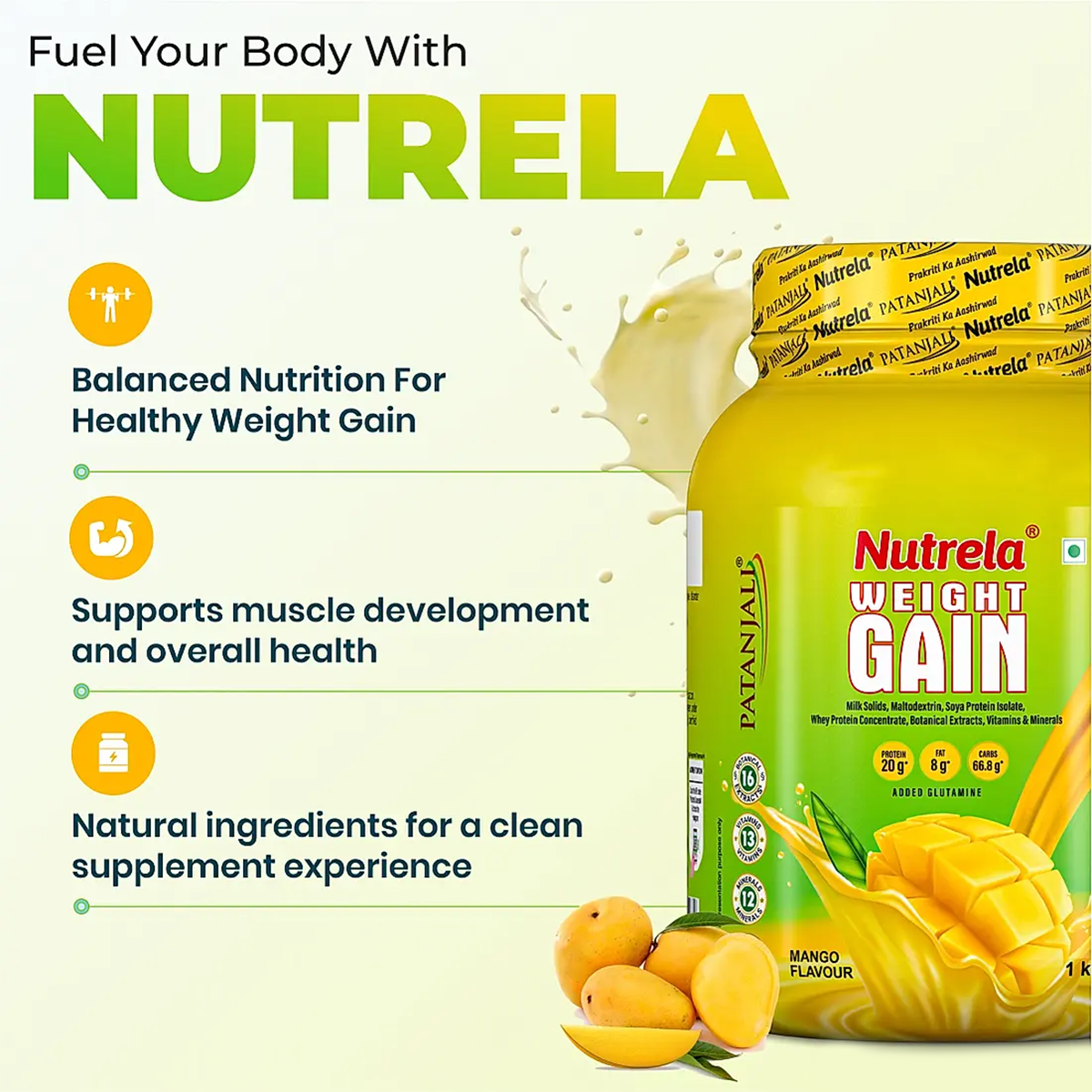 Patanjali Nutrela Weight Gain - Mango Flavour