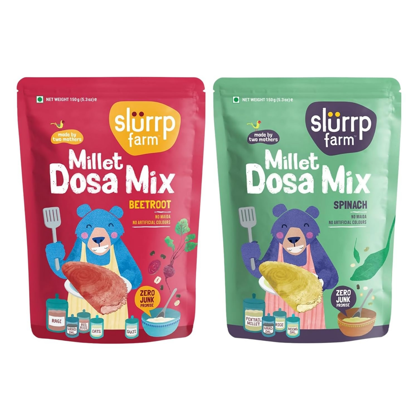 Slurrp Farm Spinach And Beetroot Millet Dosa Mix Combo