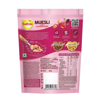 Saffola Muesli Fruit & Nut Berry Crunch with Flavour Pops