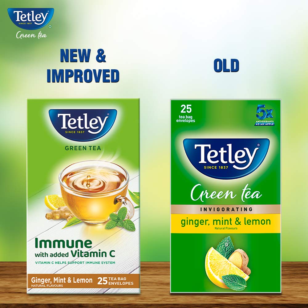 Tetley Green Tea Ginger, Mint and Lemon Tea Bags - Distacart