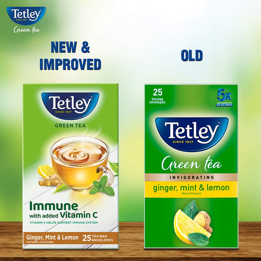 Tetley Green Tea Ginger, Mint and Lemon Tea Bags - Distacart