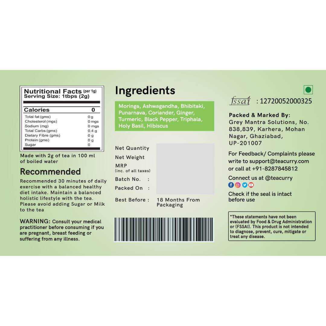 Teacurry Upper Body Fat Burn Tea Bags - Distacart