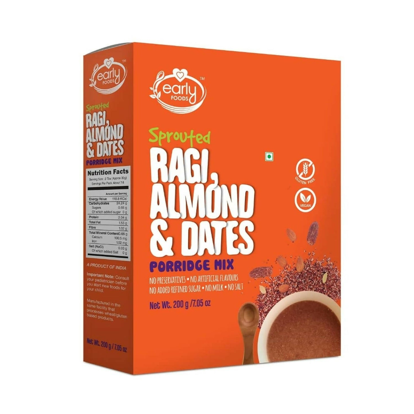 Early Foods Sprouted Ragi Almond Date Porridge Mix