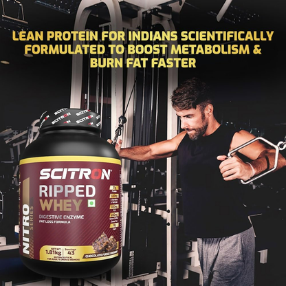 Scitron Ripped Whey Protein Powder Flavor Chocolate Fudge Brownie